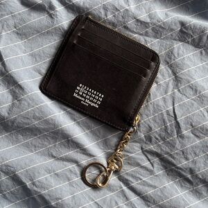 Maison Martin Margiela Black Leather Zip Cardholder with Keychain